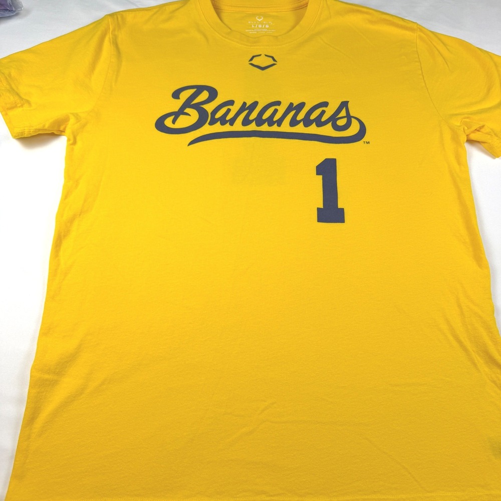EvoShield Savannah Bananas T-Shirt Mens L Yellow Graphic Short Sleeve EUC